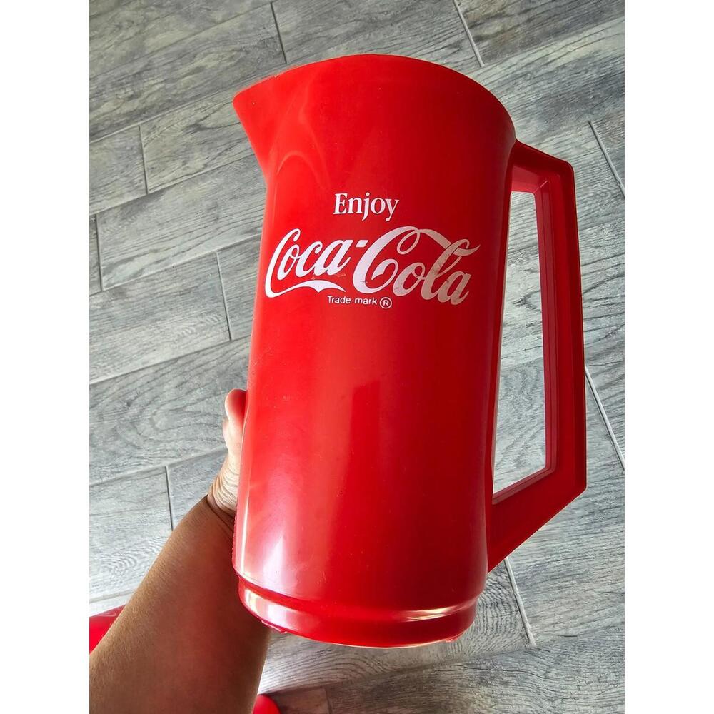 Alladinwear Vintage Enjoy Coca Cola Red Pitcher & Cup Set (5 Pieces) 2.5 QT - Picture 10 of 12
